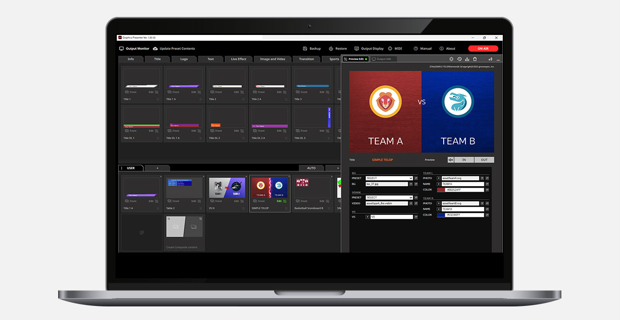 Graphic Presenter Titler and Motion Graphics Software for Live Production
