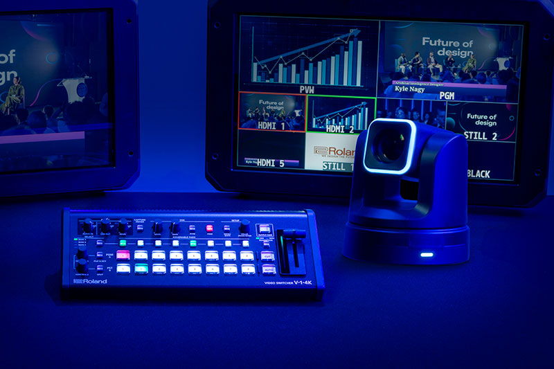Technician with Roland V-1-4K Switcher