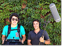 Boom Operator/Foley Artist Andrea Bellavista and production sound mixer and designer Claudio Bagni