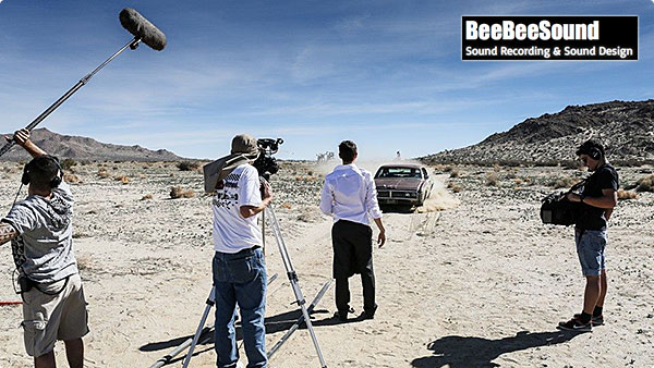 BeeBeeSound on location for a film with their audio setup which includes the Roland R-88.