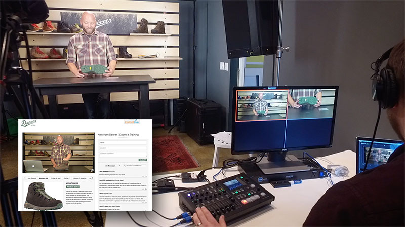 Brandlive studios in Portland used the Roland VR-4HD to stream a new product training event for Danner footwear.