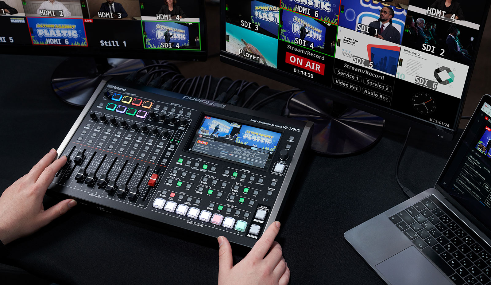 Roland VR-120HD in use