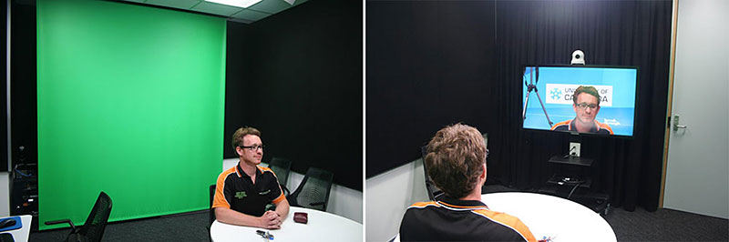 Green screen at University of Canberra’s new media room