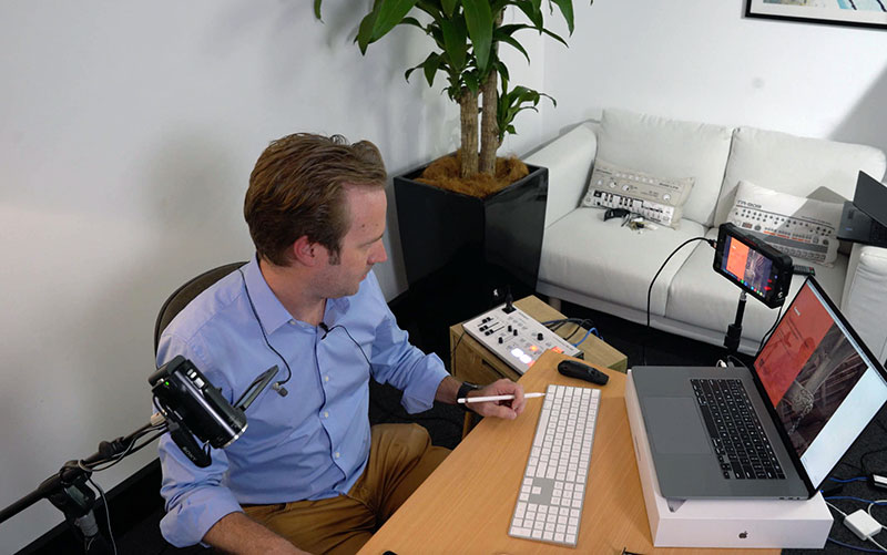 Teacher with Roland VR-1HD Steaming Lessons