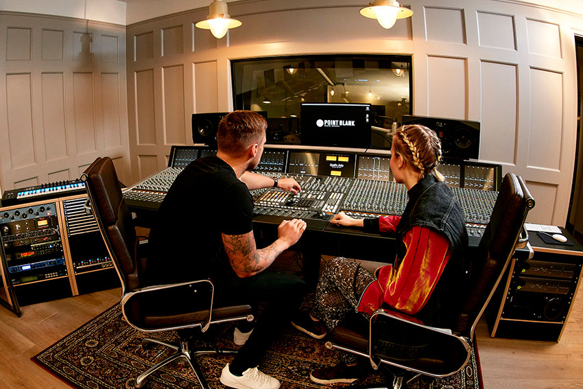 Students working with the SSL Duality in studio 1 at Point Blank Music School.