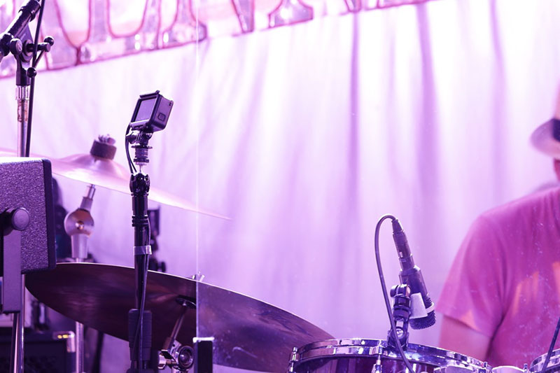 p4-3 GoPro HERO7 Black installed on stage as a drummer-only camera.
