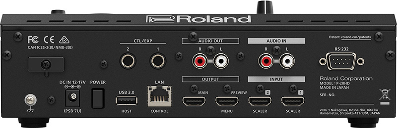 Roland P-20HD Video Instant Replayer Rear Panel