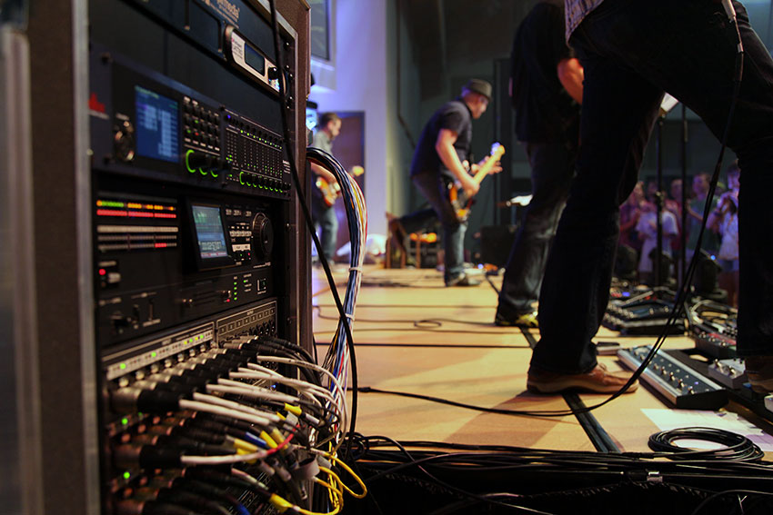 A band performs at a recent event in Denver, with Inspirmedia providing A/V services using Roland components.