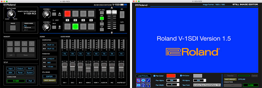 RCS Software 1.5 for the Roland V-1SDI 3G SDI video switcher