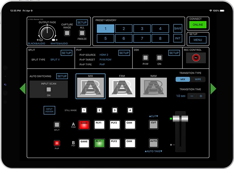 V-1HD⁺ Remote iPad Ap