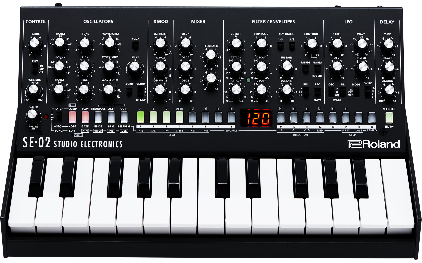 Roland SE-02 Boutique Designer Series Analog Synthesizer includes Free Wireless Earbuds Stereo Bluetooth In-ear and 1 Year Everything Music Extended Warranty 