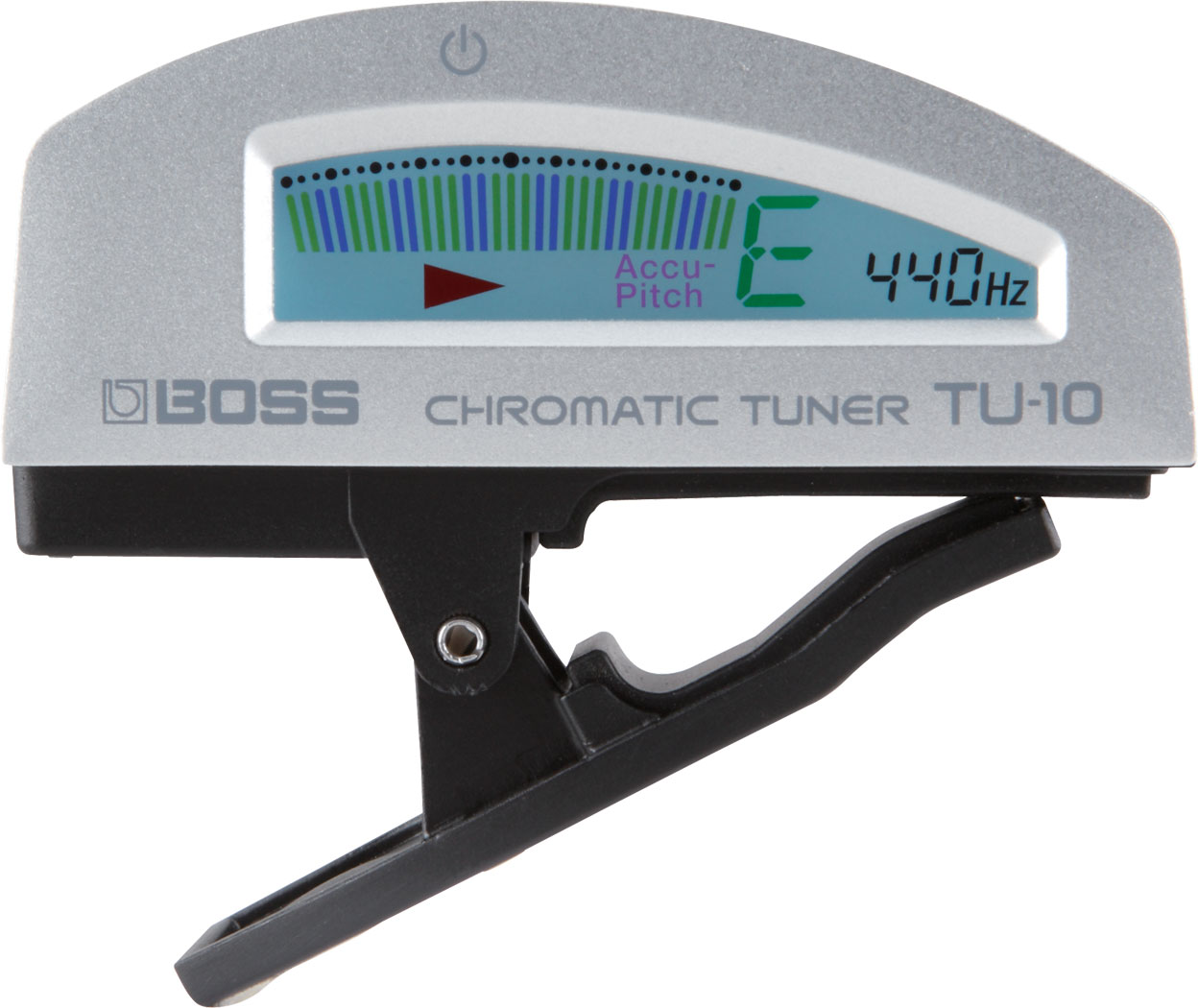 Silver BOSS TU-10-SV Guitar Tuning Unit Full Visual Experience Clip-On Tuner with ''True Colour'' Display