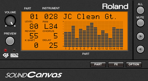 roland sound canvas va play back midi files